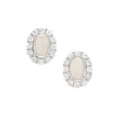 South Indian Moonstone Earrings in Sterling Silver 1.50cts