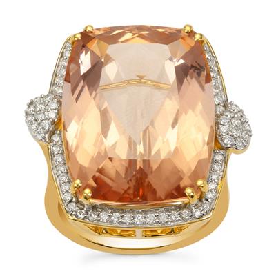 AAAA Morganite Ring with Diamonds in 18K Gold 27.63cts