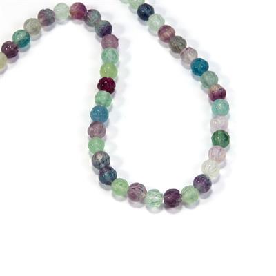 203cts Multi-Colour Fluorite Carved Rounds Strand 8mm 