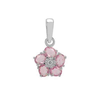 Sakaraha Pink Sapphire Pendant with White Zircon in Sterling Silver 0.70cts