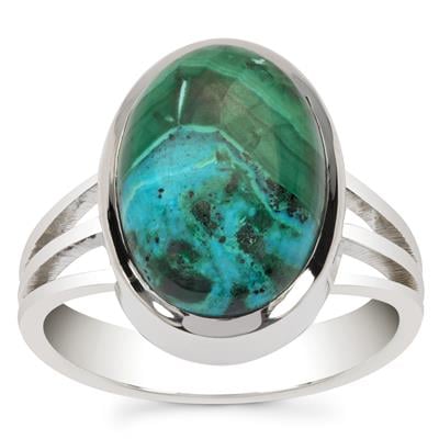 Chrysocolla Malachite Ring in Sterling Silver 7cts