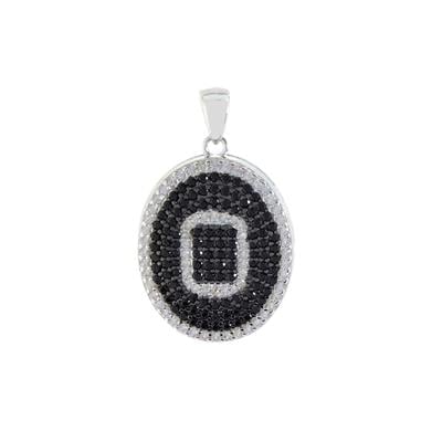 Black Spinel Pendant with White Zircon in Sterling Silver 0.95ct