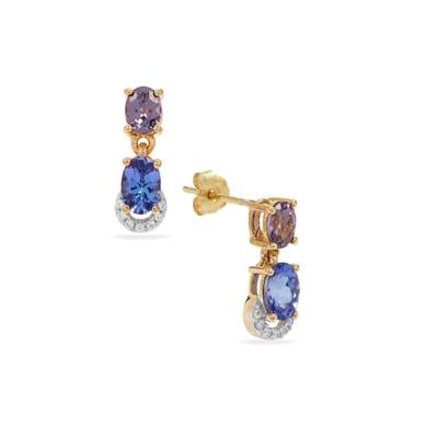 Tanzanite, Mahenge Pink Spinel Earrings with White Zircon in 9K Gold 1.85cts