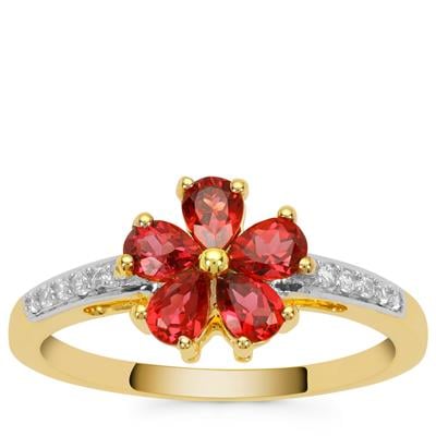 Burmese Padparadscha Colour Spinel & White Zircon 9K Gold Ring ATGW 0.85cts