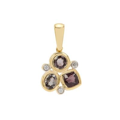 Burmese Spinel Pendant with White Zircon in 9K Gold 1.50cts