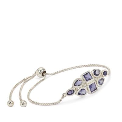 Bengal Iolite Slider Bracelet with White Zircon in Sterling Silver 2.75cts
