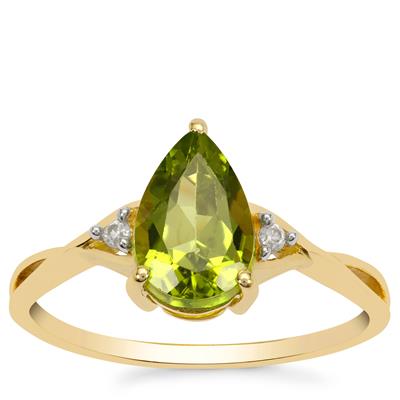 Changbai Peridot Ring with White Zircon in 9K Gold 1.80cts