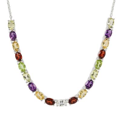 White Topaz Necklace with Multi-Gemstone in Sterling Silver 8.80cts