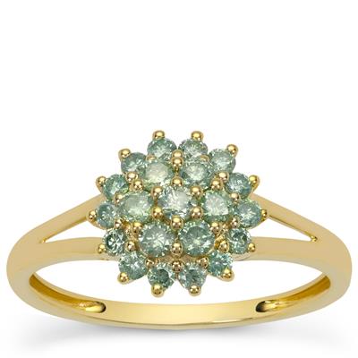 Seafoam Green Diamonds Ring in 9K Gold 0.50cts
