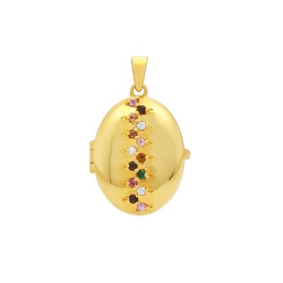 'The Iris' Midas Locket Pendant with Multi Gemstone in Gold Plated Sterling Silver 0.75cts