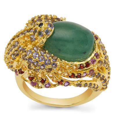 Aquaprase™ Ring with & Multi Gemstone in Gold Plated Sterling Silver 10.50cts