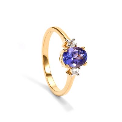 tantantan♡ AAA Tanzanite Ring with White Zircon in 9K Gold 2.40cts