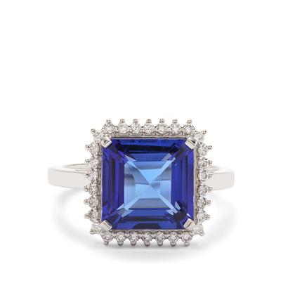 AAAA Tanzanite Ring with Diamond in Platinum 950 5.13cts