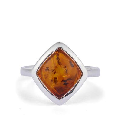 Baltic Cognac Amber Ring in Sterling Silver (11.5 x 10.5mm)