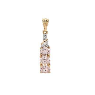 Imperial Pink Topaz Pendant with White Zircon in 9K Gold 1cts
