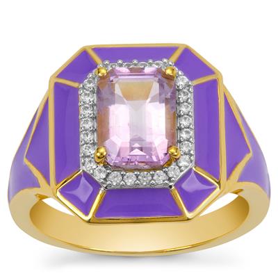 Moroccan Amethyst Ring with White Zircon in Gold Plated Sterling Silver 1.80cts