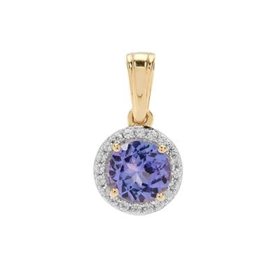 AA Tanzanite Pendant with White Zircon in 9K Gold 1cts