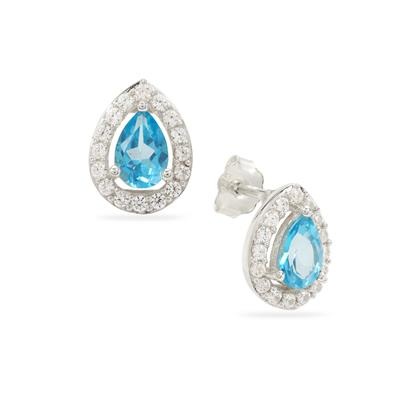Batalha Topaz Earrings with White Zircon in Sterling Silver 1.35cts