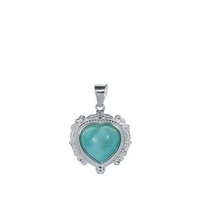 Larimar Heart Pendant in Sterling Silver 3cts