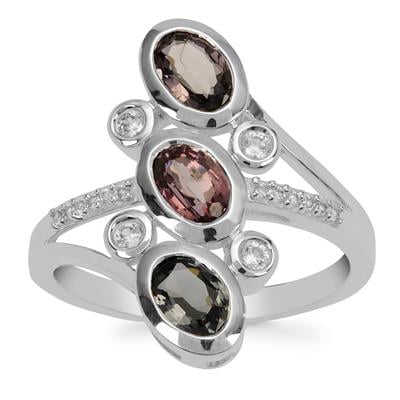 'Shades of Violet' Burmese Spinel & White Zircon Sterling Silver Ring ATGW 1.95cts