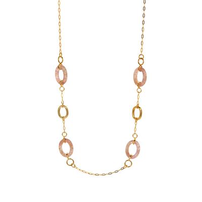 Strawberry Quartz Necklace in Gold Tone Sterling Silver 25.20cts