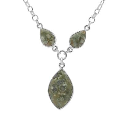 Rainforest Jasper Necklace in Sterling Silver 18cts
