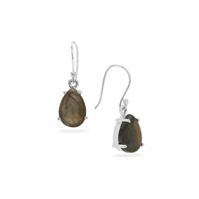 Pink Flash Labradorite Earrings in Sterling Silver 12cts