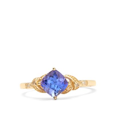 AAA Tanzanite Ring with Diamond in 9K Gold 1.25cts