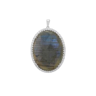 Labradorite Pendant with White Topaz in Sterling Silver 64.40cts