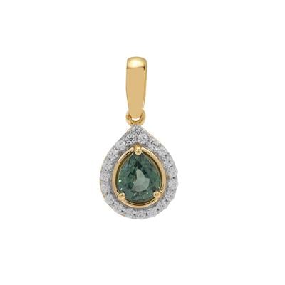 Natural Royal Blue Sapphire Pendant with White Zircon in 9K Gold 0.90cts