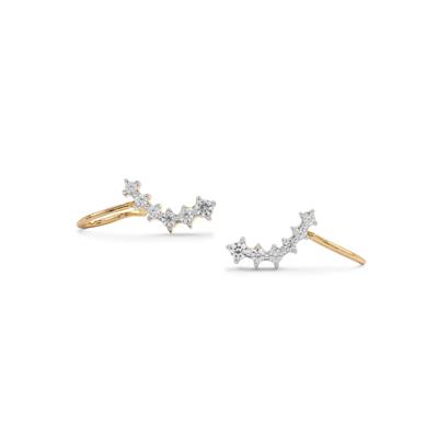 White Zircon Earrings in Gold Plated Sterling Silver 0.35ct
