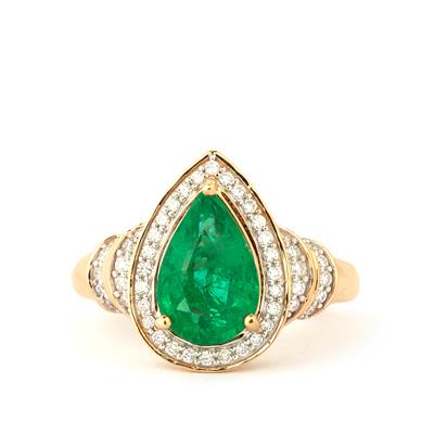 Zambian Emerald Ring with Diamonds in 18K Gold 2.65cts