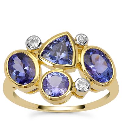 AA Tanzanite Ring with White Zircon in 9K Gold 2.90cts