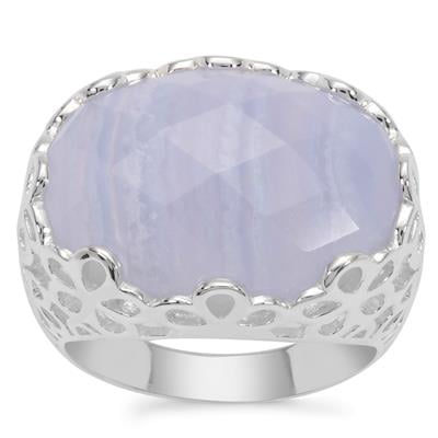 Blue Lace Agate Ring in Sterling Silver 12.96cts