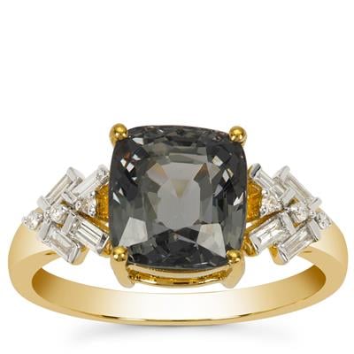 Burmese Spinel Ring with Diamonds in 18K Gold 4.19cts