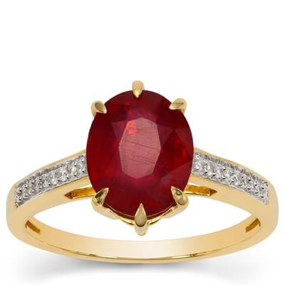 Bemainty Ruby Ring with White Zircon in 9K Gold 3.85cts