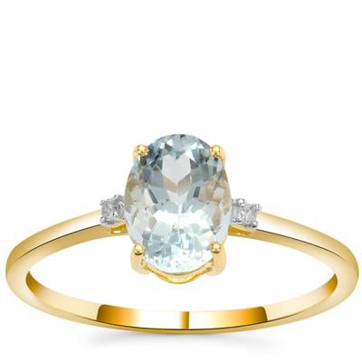 Pedra Azul Aquamarine Ring with Diamonds in 9K Gold 1cts