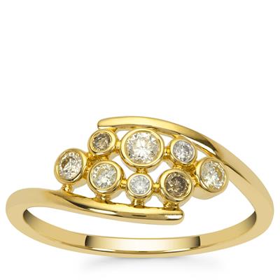 Golden Ivory, Multi Diamonds Ring in 9K Gold 0.25cts
