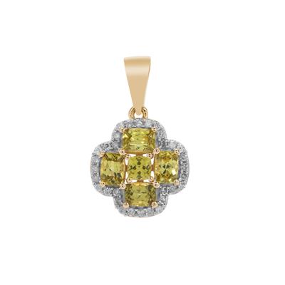 Mansanite™ Pendant with Diamond in 9K Gold 1.35cts