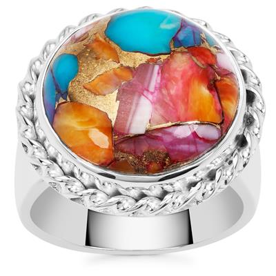 Multi-Colour Oyster Copper Mojave Turquoise Ring in Sterling Silver 13.50cts