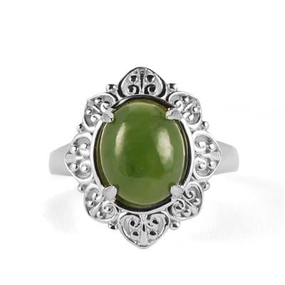 Nephrite Jade Ring in Sterling Silver 4.14cts