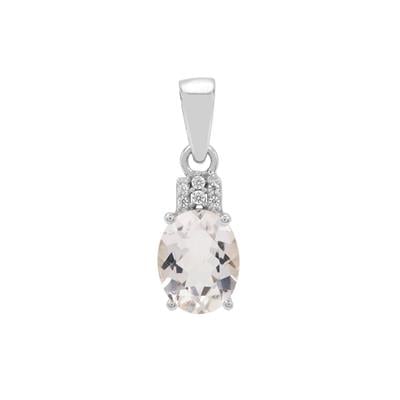 Goshenite Pendant with White Zircon in Sterling Silver 1.65cts