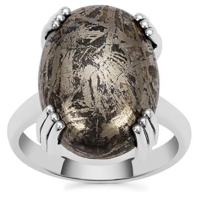 Feather Pyrite Ring in Sterling Silver 14cts