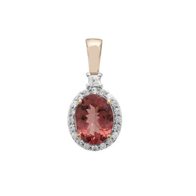 Rosé Apatite Pendant with White Zircon in 9K Gold 2.10cts
