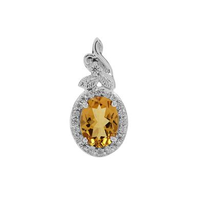 Xia Heliodor Pendant with White Zircon in Sterling Silver 1.35cts