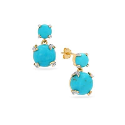 Sonora Turquoise Earrings with White Zircon in Gold Plated Sterling Silver 8.70cts