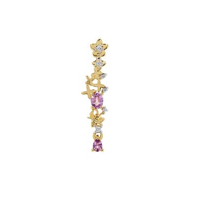 Purple Sapphire Pendant with White Zircon in 9K Gold 0.45cts