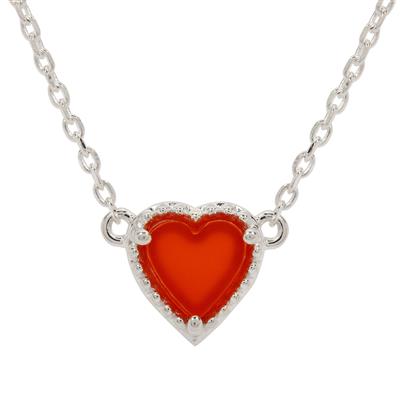 Red Onyx Heart Necklace in Sterling Silver 0.80cts