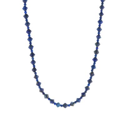 Lapis Lazuli Faceted Bicones 6mm Necklace, 18 Inches 84.50cts