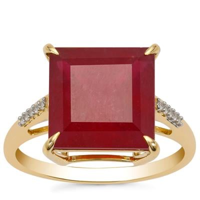 Malagasy Ruby Ring with White Zircon in 9K Gold 8.40cts